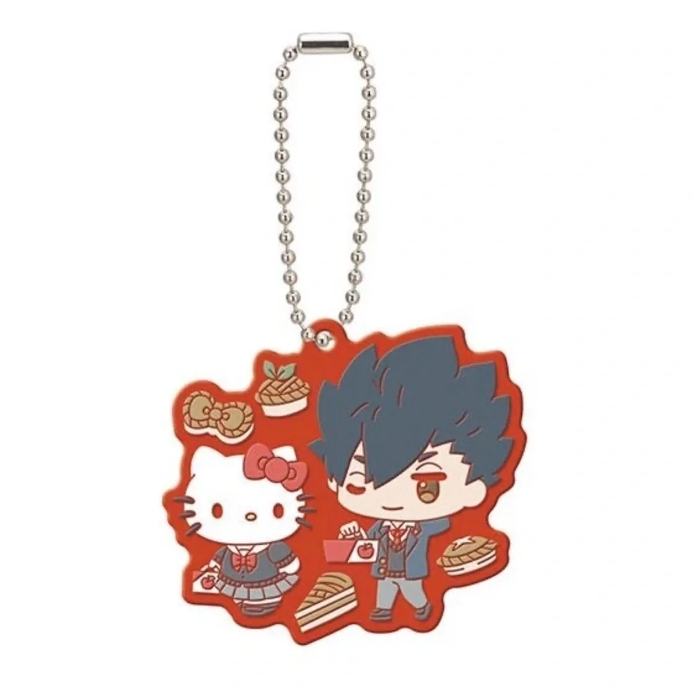 Haikyuu!! Tetsuro Kuroo & Hello Kitty Rubber Strap Keychain Charm Sanrio - Picture 1 of 3